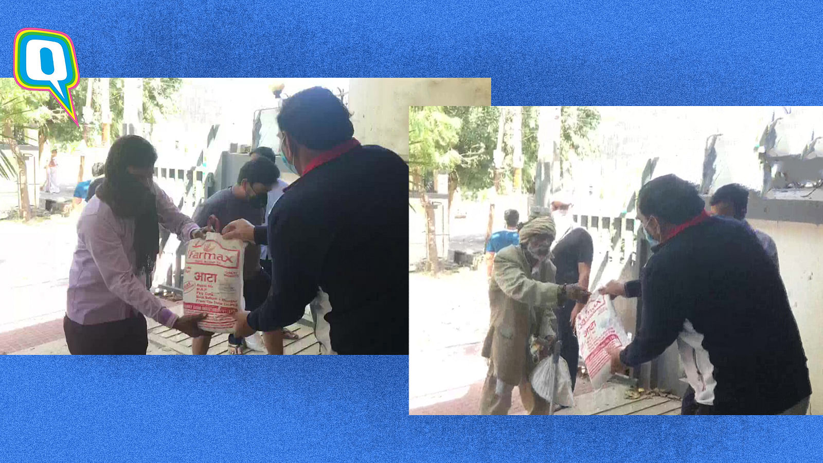 Kushal Pal, a landlord in UP distributing food to his tenants and domestic help