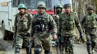 Kupwara: Soldiers at the site of an encounter with militants in Jammu and Kashmir. Representative image.&nbsp;