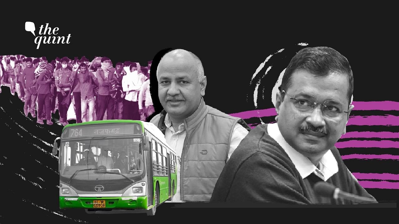 Arvind Kejriwal (R) and Manish Sisodia (C) had said buses would be sent to ferry migrant workers, but it is the DTC bus drivers who are facing FIRs.
