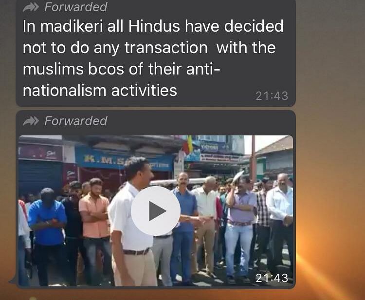 A 2018 video has been re-shared as a call to boycott Muslim businesses in Kodagu, during the COVID-19 lockdown.