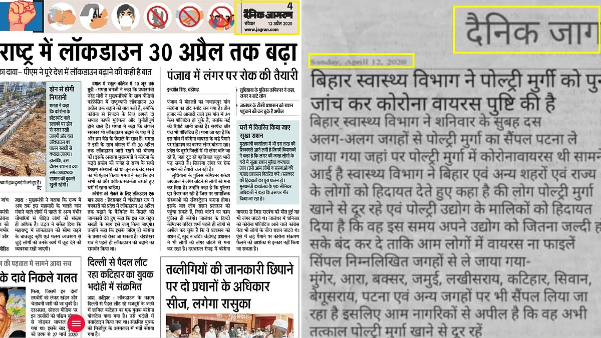 Bihar Confirms Chicken as COVID Source? Fake Clipping Goes Viral