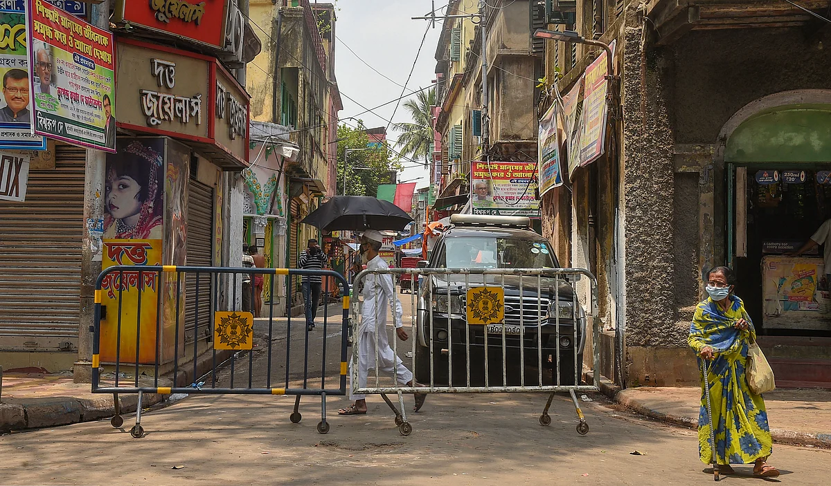 Barricades are seen outside a lane to restrict entry and exit during the nationwide lockdown in Kolkata (Representational image).