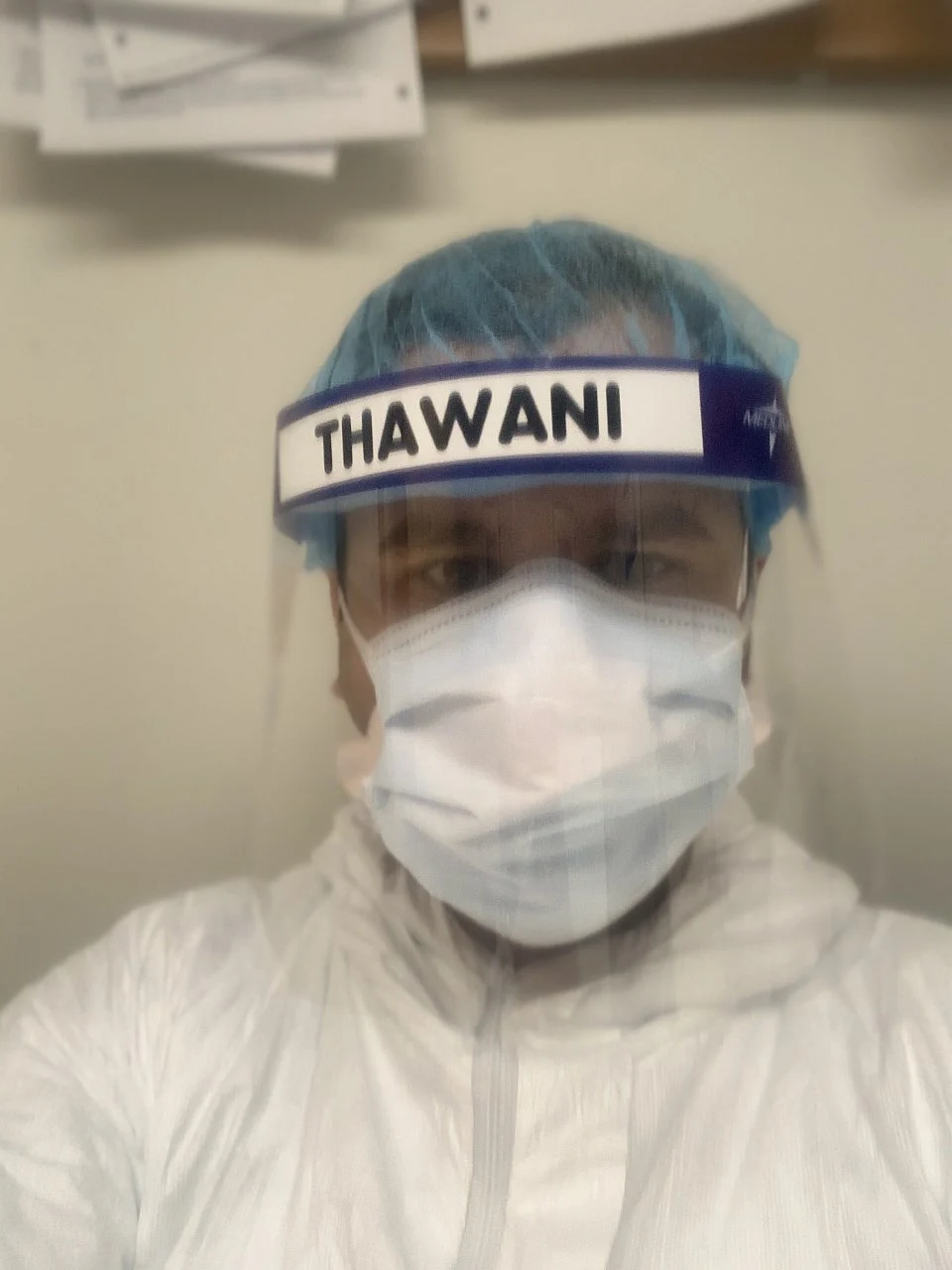 Rajat fully dressed in his PPE.