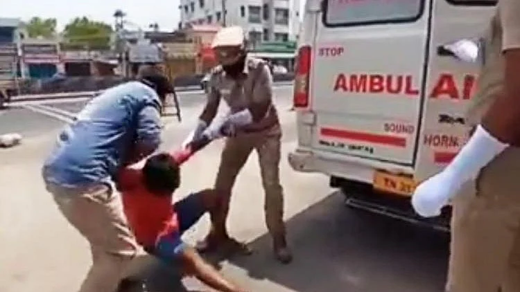 A still from the video, that tries to be comical.