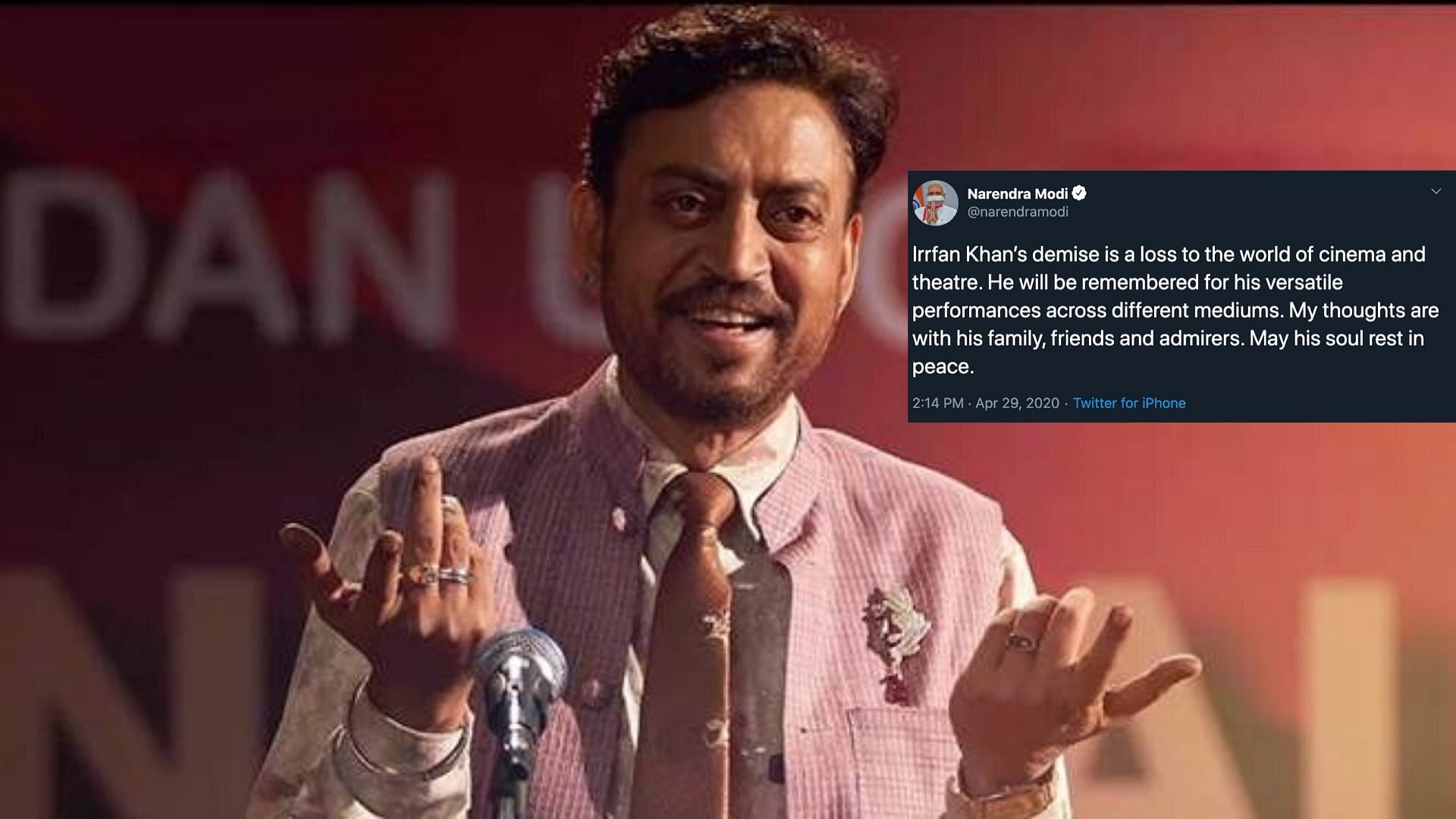 Irrfan Khan passed away at the age of 53 on Wednesday.