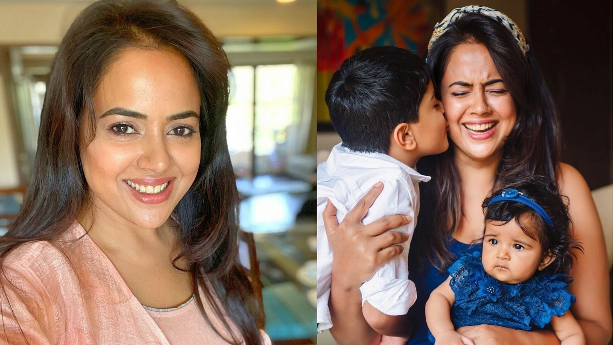 Sameera Reddy with her kids.