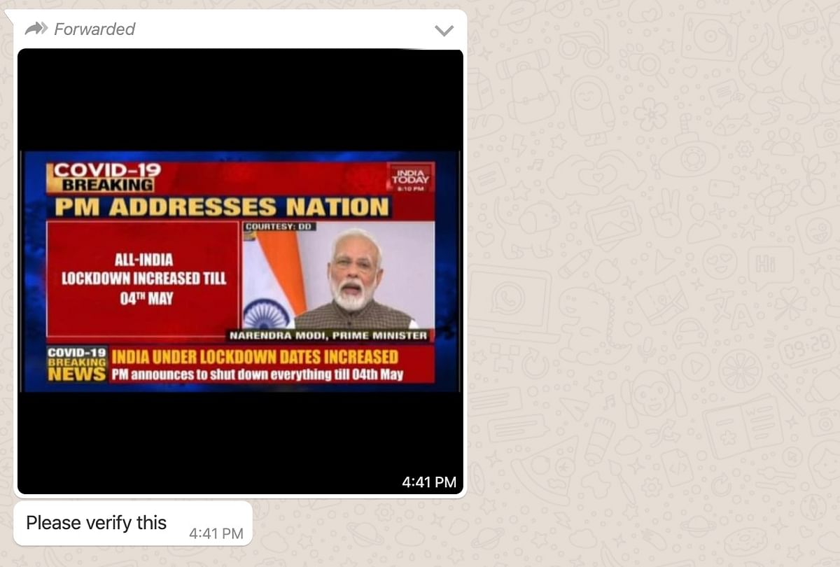 The image in circulation is a morphed version of the bulletin ran by India Today on 24 March.
