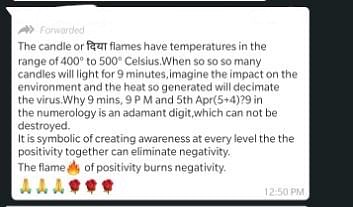 The fake WhatsApp forwards claiming ‘burning candles will kill coronavirus’ do not pass the test of science.