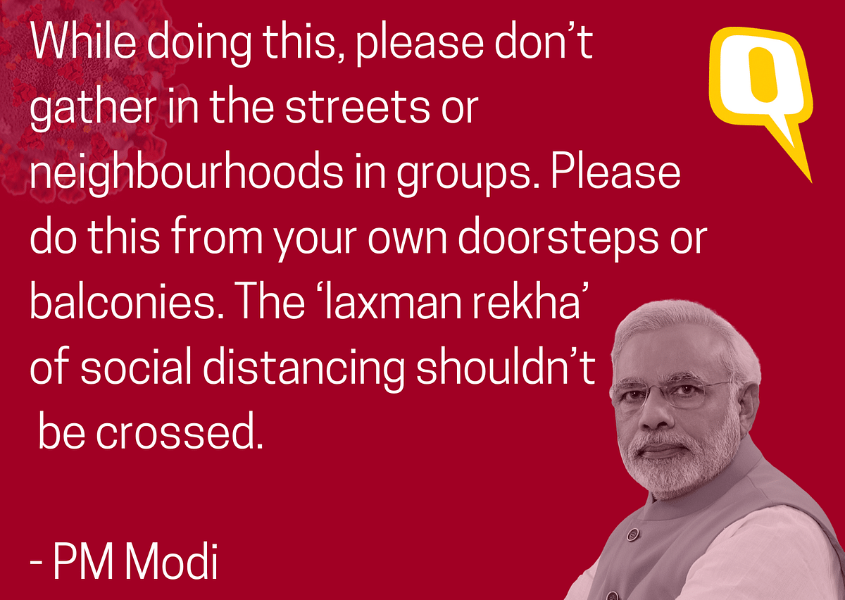 PM Modi urged citizens against gathering in groups on streets and localities while lighting diyas on Sunday.