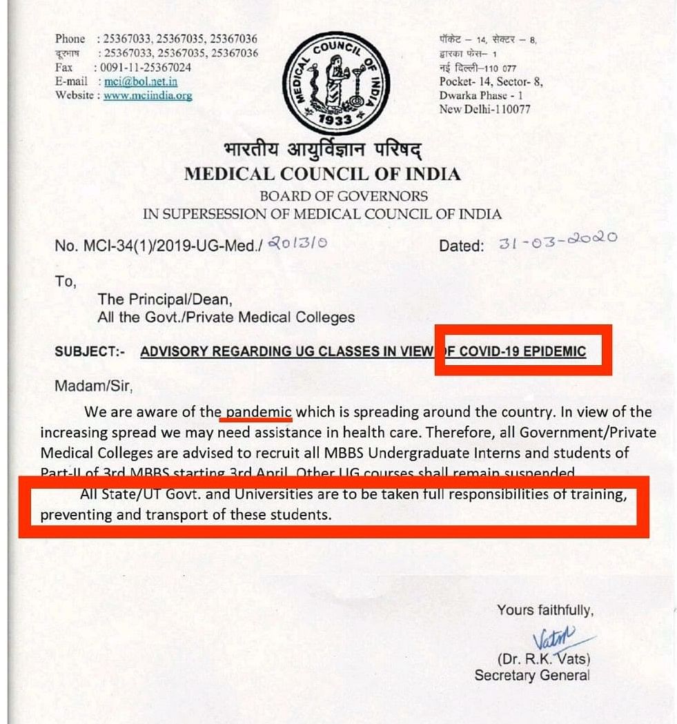 The message is completely fake as no such circular has been issued by the Medical Council of India.