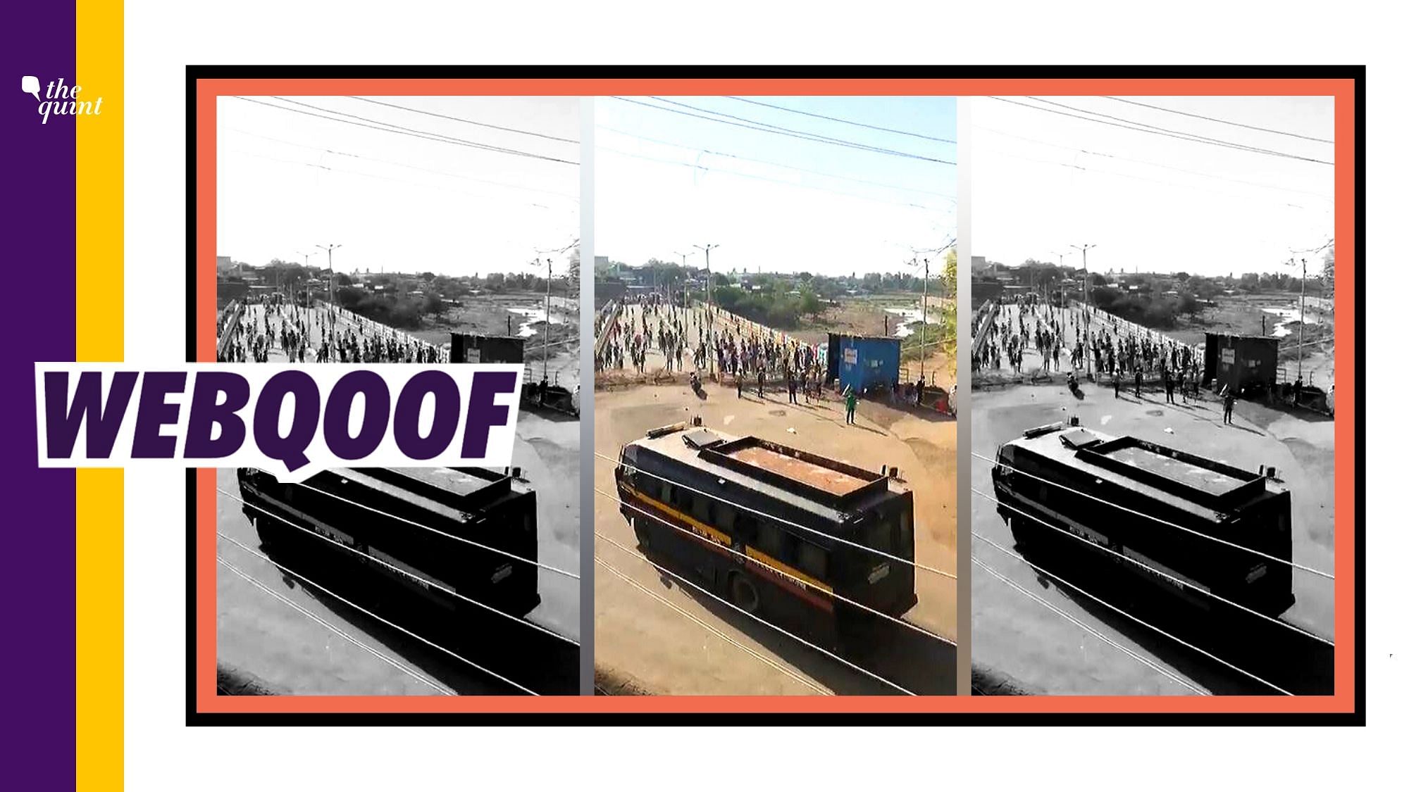 A video claiming that Muslims gathered near a bridge to offer prayers in Maharashtra’s Malegaon and attacked the cops when they tried to disperse the crowd.