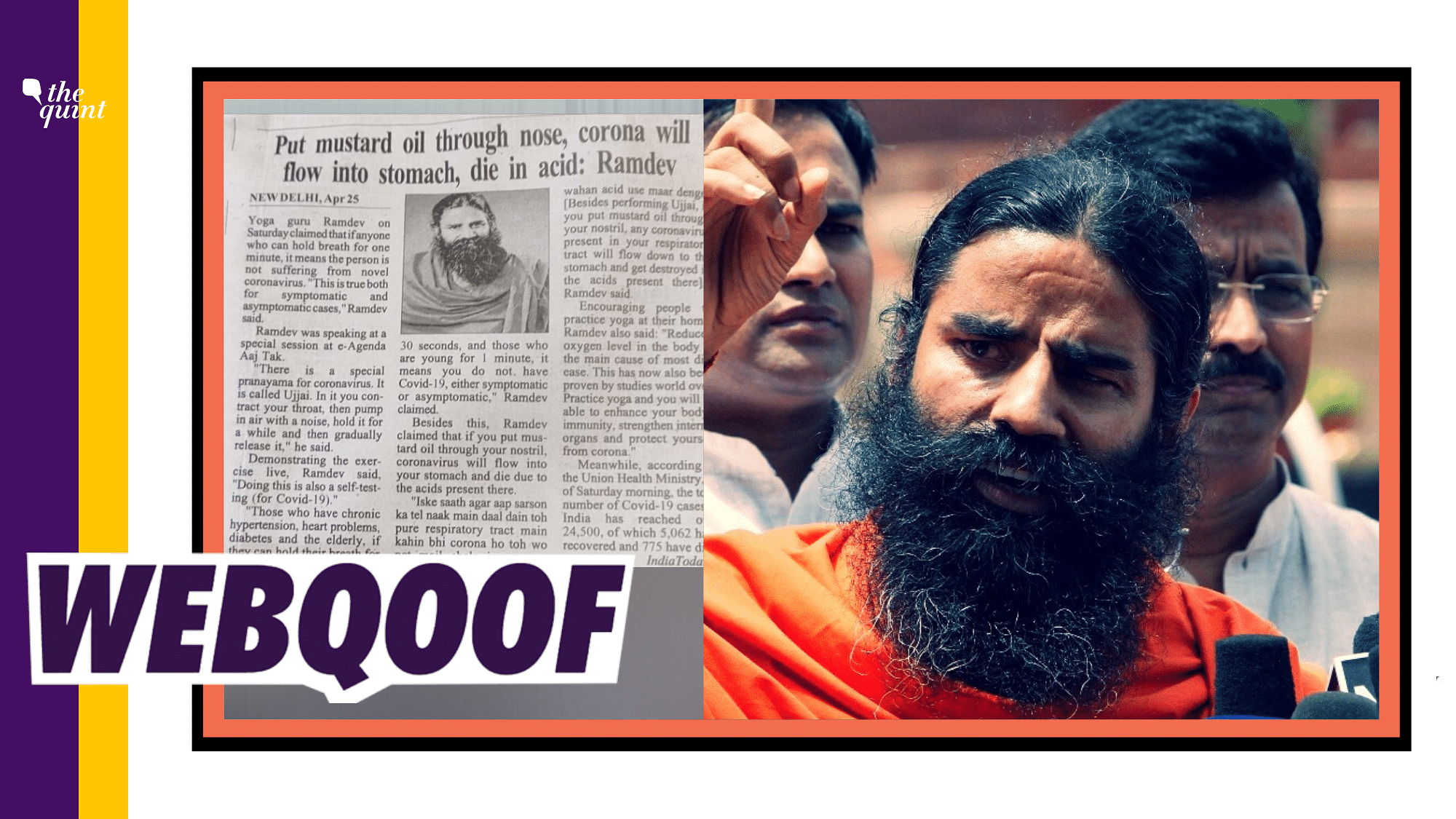 Baba Ramdev was speaking at a special session at e-Agenda Aaj Tak on Saturday where he made these claims.