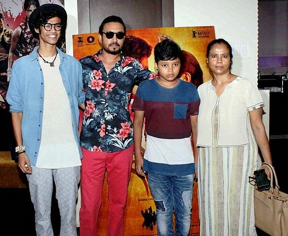 Irrfan Khan with his family.