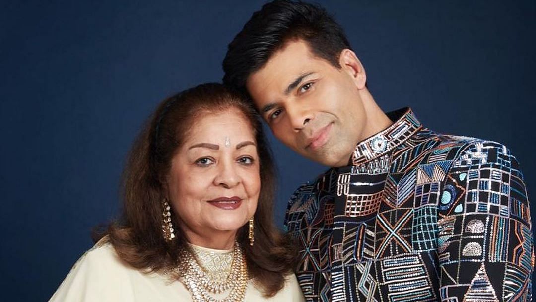 Karan Johar with his mom. 