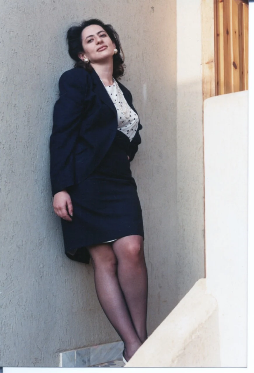 A photo of the author in the Valentino blue suit in the ‘80s.