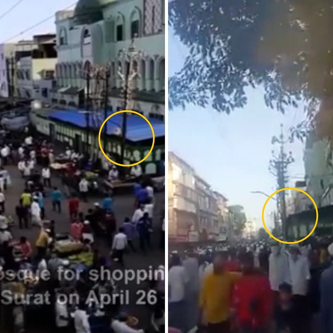 The video is from Surat in Gujarat where several people had gathered near the Madina Masjid on 26 April.  