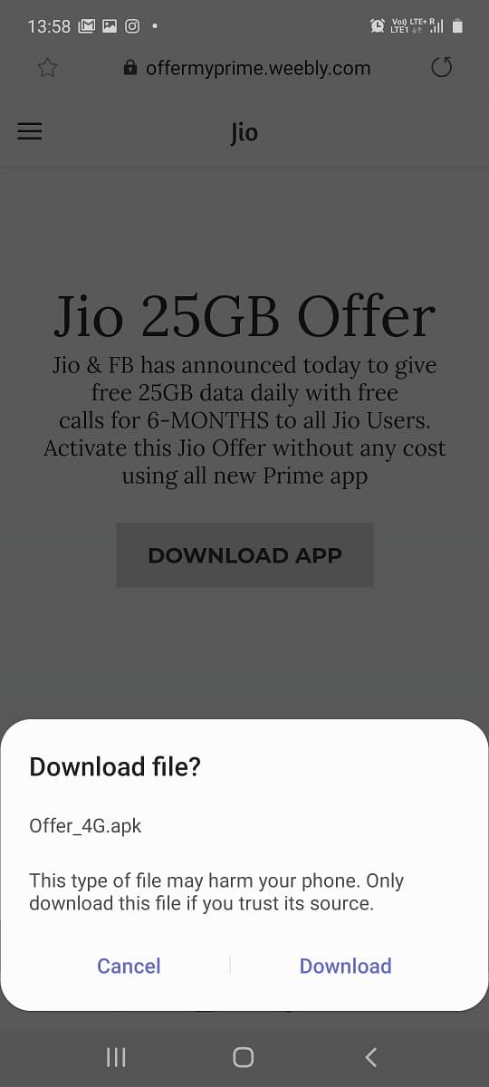 When <b>The Quint</b> tried to download the app, it showed an apk file.