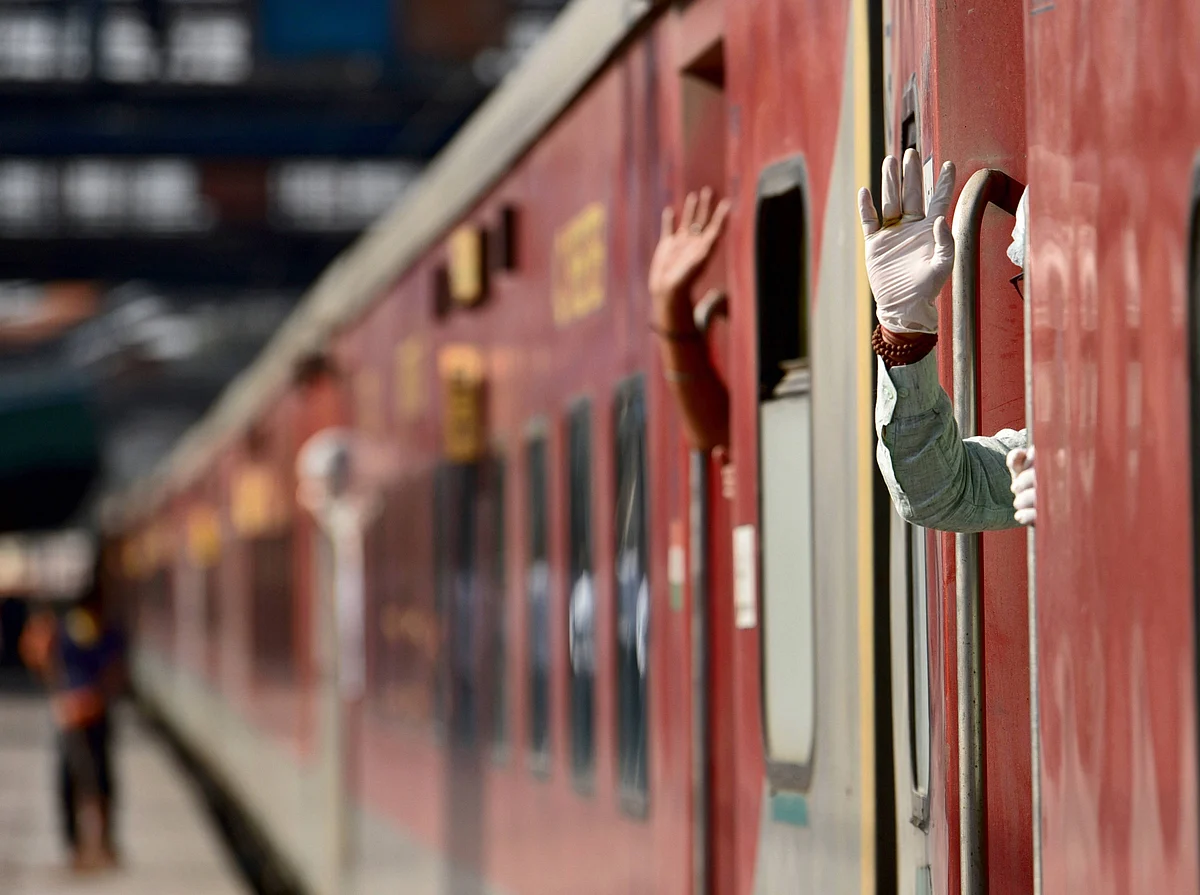 New Delhi-Dibrugarh special train at New Delhi Railway Station following the resumption of passenger train services connecting major cities, Tuesday.
