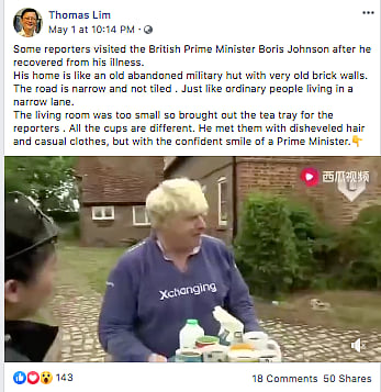 Fact Check Of Uk Pm Boris Johnson Offering Tea To Reporters Post Covid 19 Recovery Old Video Of Boris Johnson Shared As Footage After Covid Recovery
