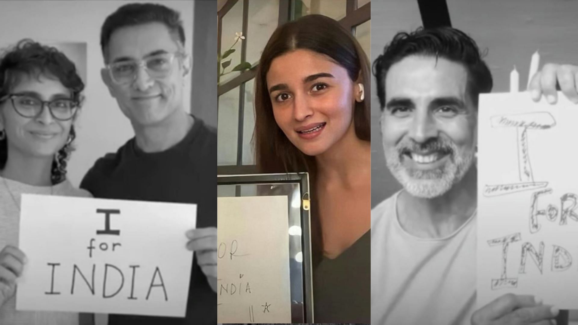 Kiran Rao, Aamir Khan, Alia Bhatt and Akshay Kumar support the ‘I for India’ initiative.