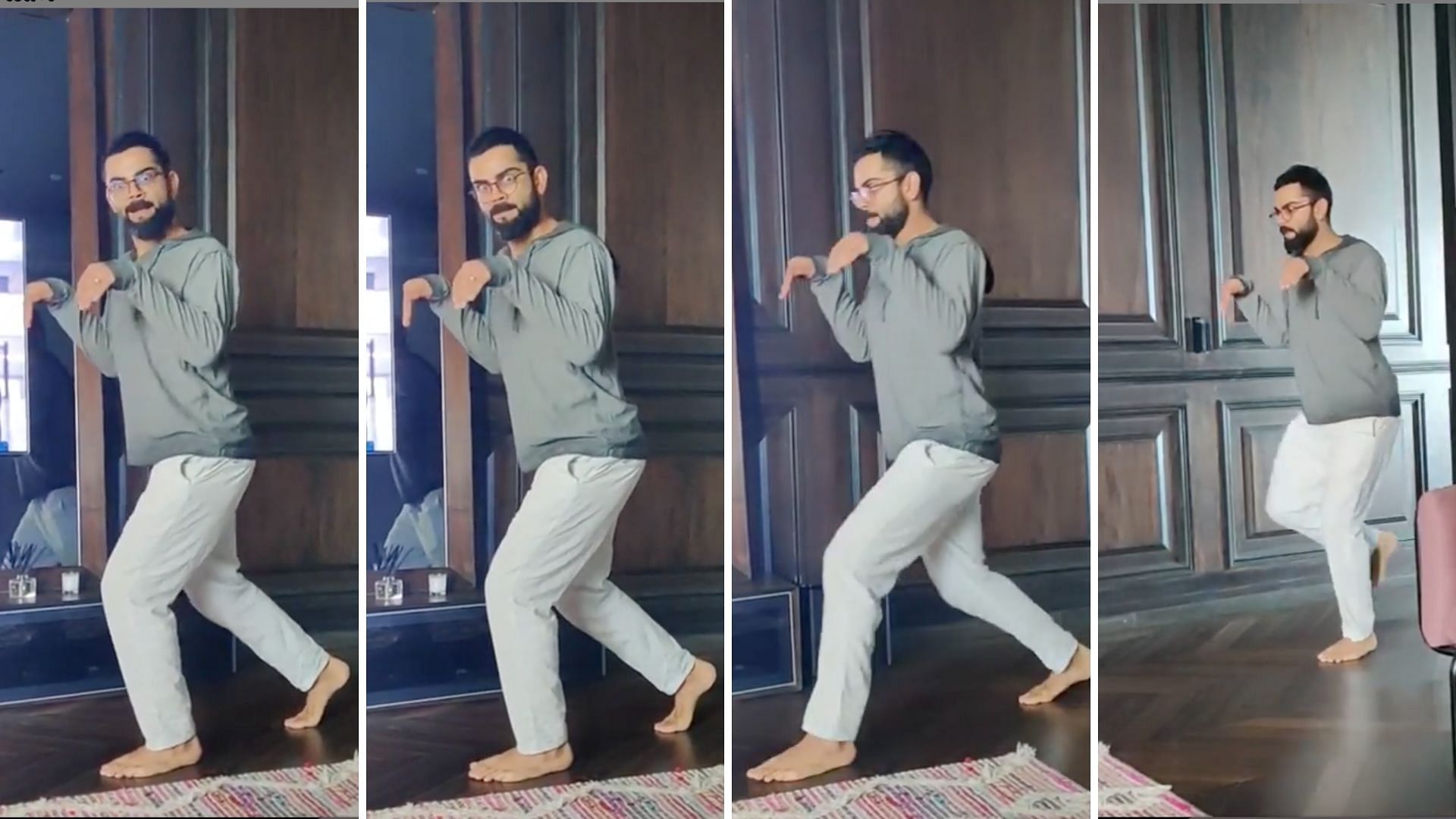India captain Virat Kohli was seen mimicking a dinosaur in a hilarious video shared by wife and Bollywood actress Anushka Sharma on Wednesday.&nbsp;