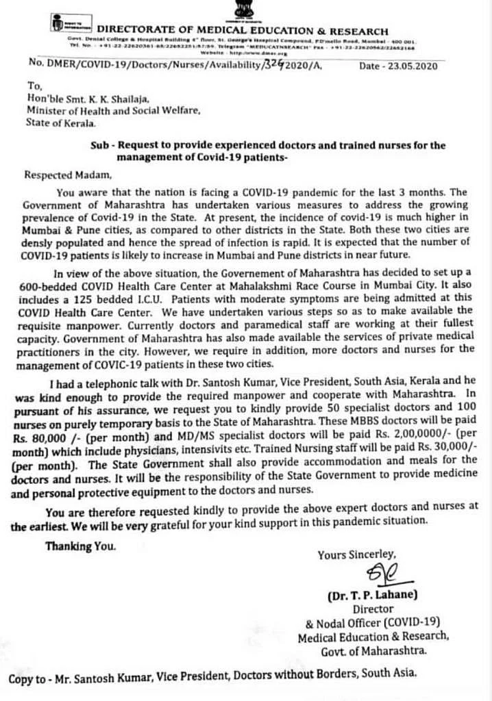 Maha Asks Kerala for 50 Docs and 100 Nurses to Help Fight COVID-19