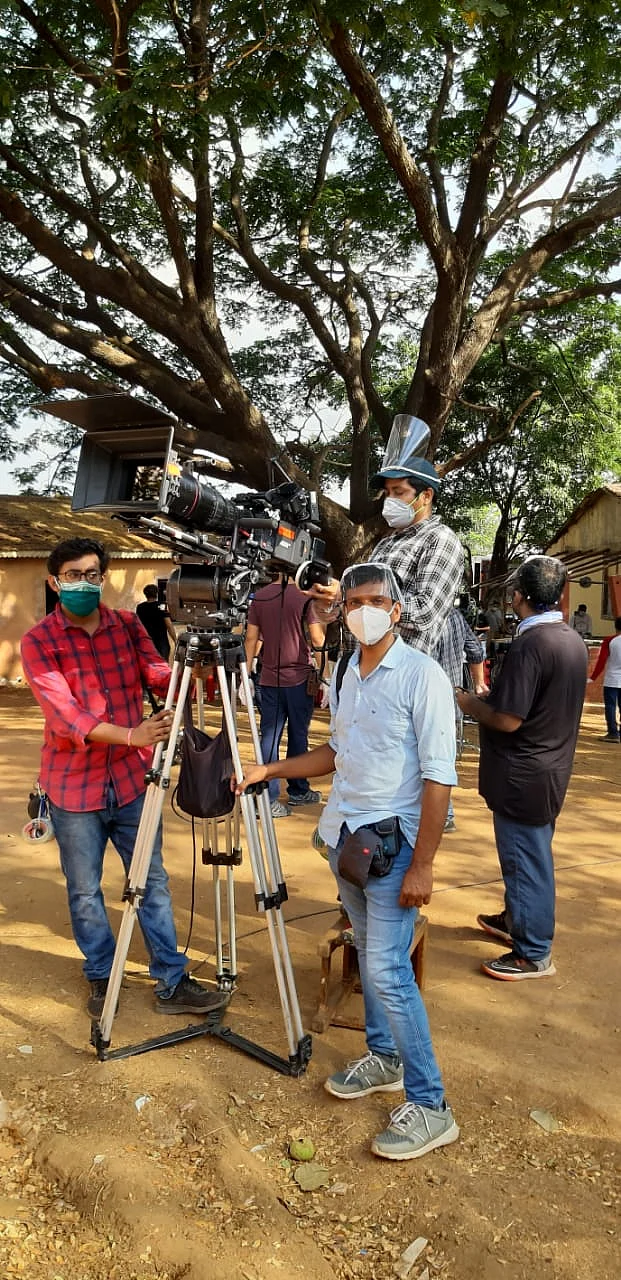 The cast and crew wear masks while shooting for the COVID-19 awareness campaign ad. 