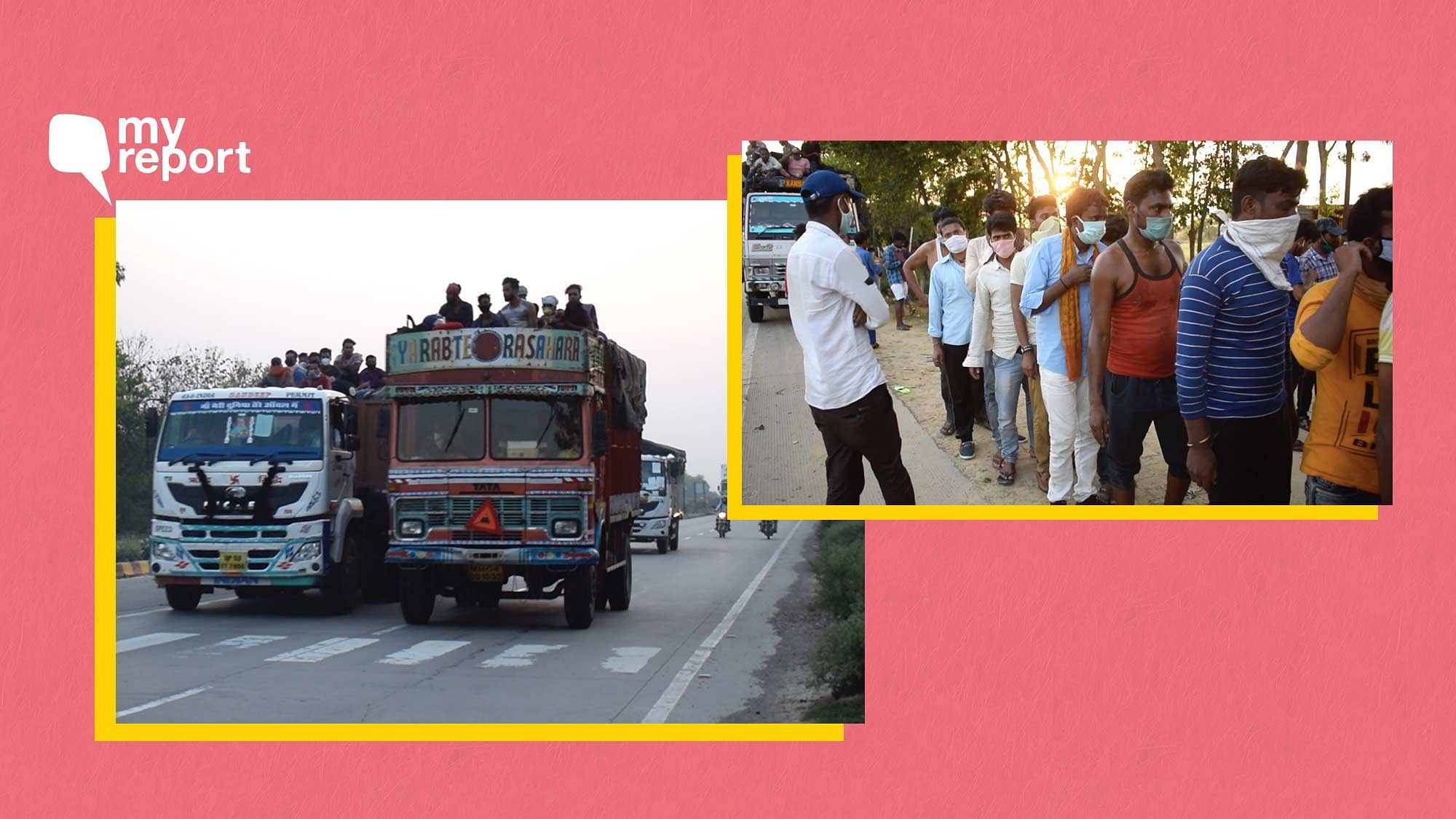We met many migrant workers at NH-28 near Barabanki as they were on their way back  home.