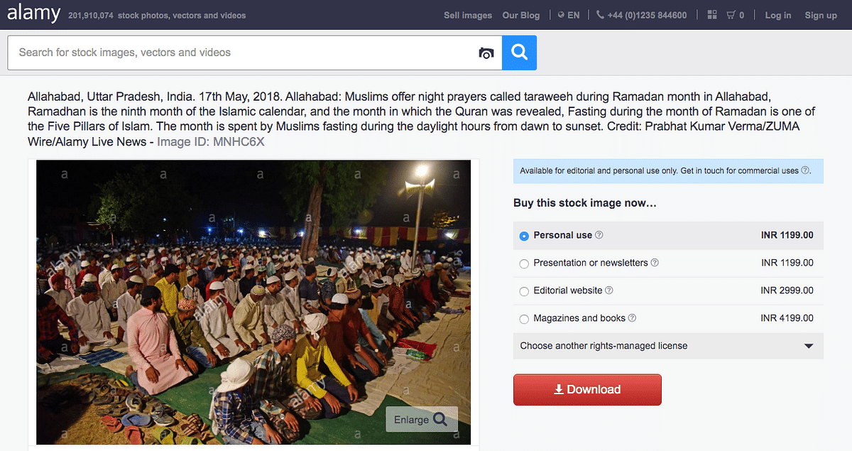The image is from Uttar Pradesh’s Allahabad when Muslims offered night prayers during the then month of Ramzan.