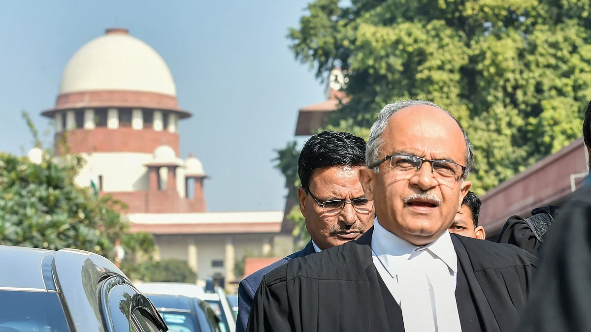 File image of advocate Prashant Bhushan at the Supreme Court.