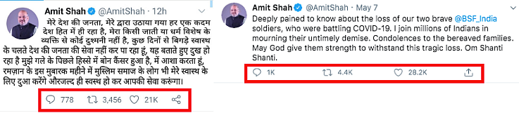 Left: Viral image. Right: Amit Shah’s original tweet.