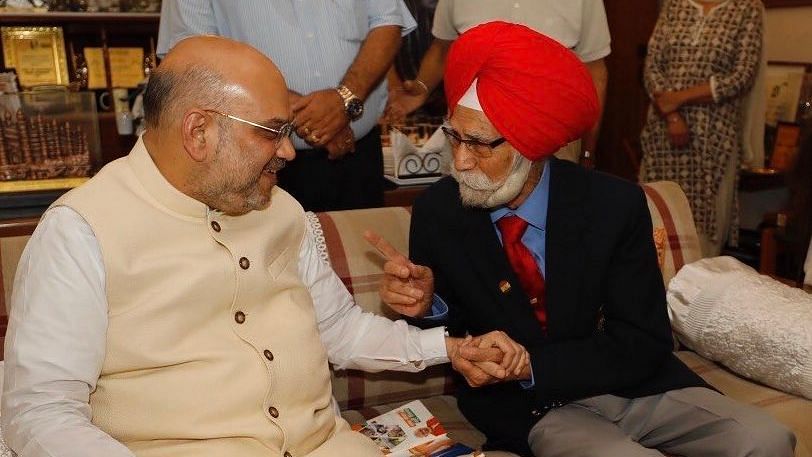 File picture of Amit Shah with Balbir Singh Sr.