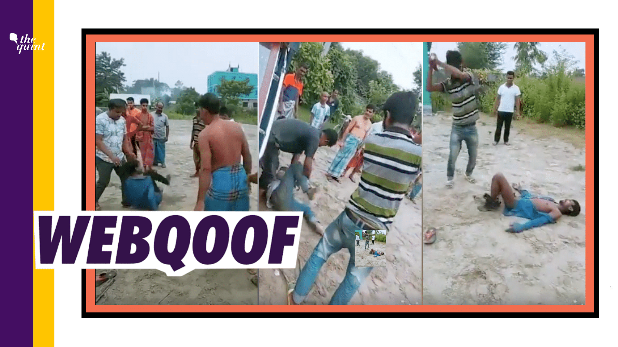 A video of a group of men brutally beating two other men with thick branches is going viral on social media claiming that it shows Rohingya Muslims in West Bengal beating Hindus.