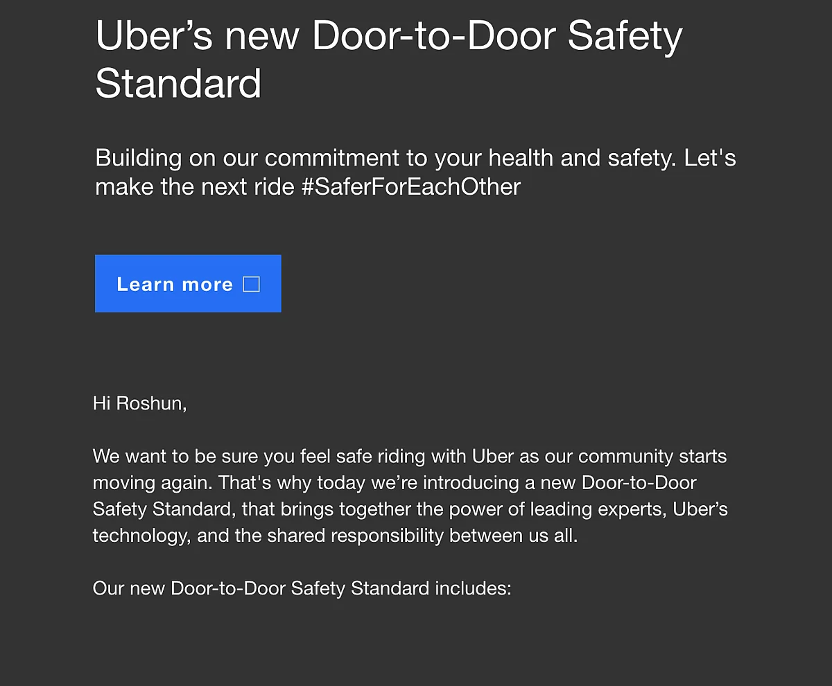 Uber has send a notification to all its users on resuming operations.