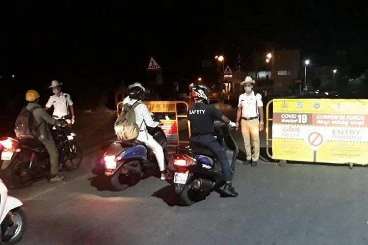 A police check post in Bengaluru. 