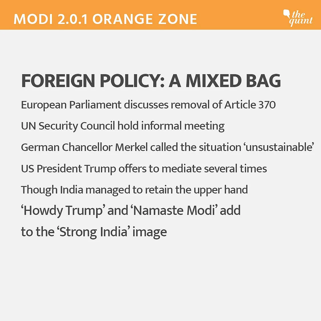 Foreign policy – a mixed bag.