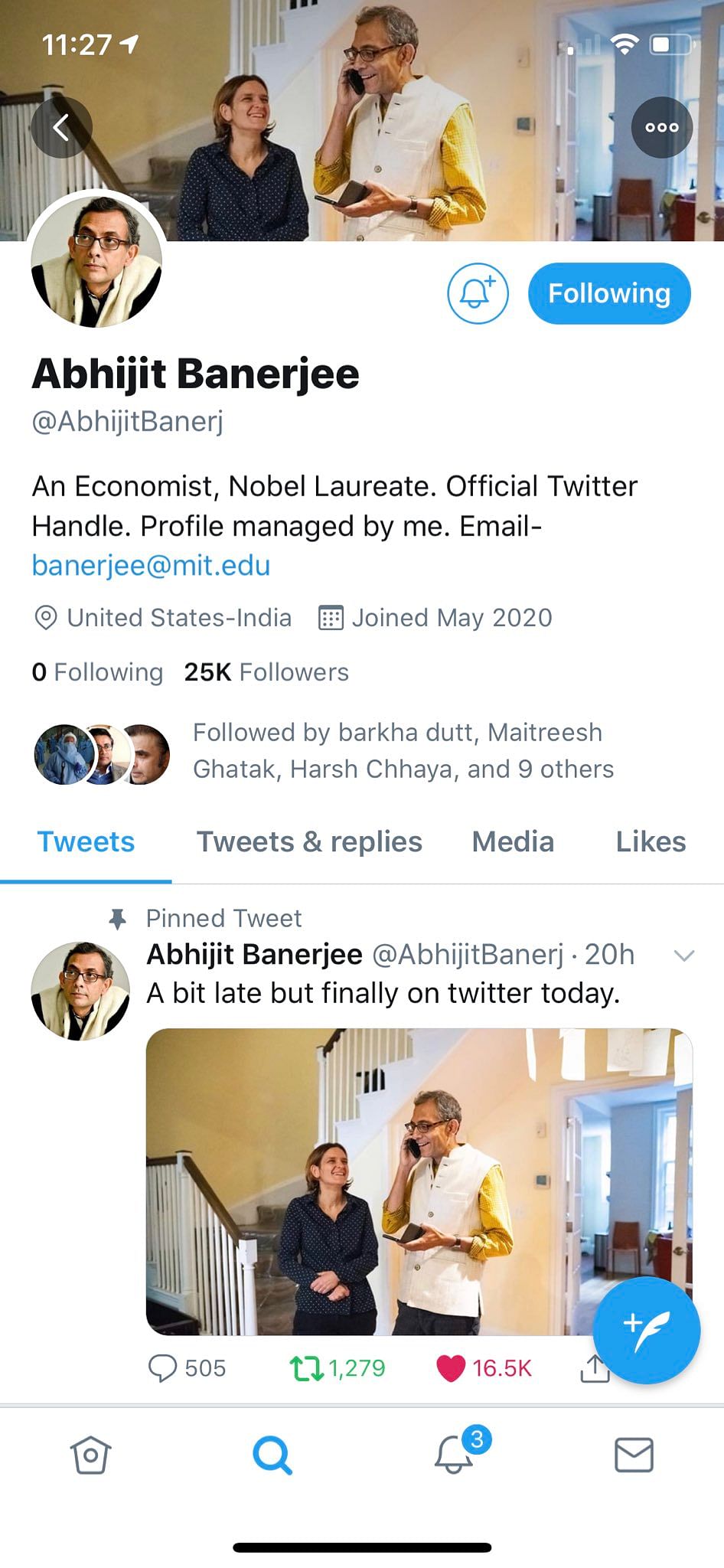 Abhijit Banerjee on Twitter? No, Economist Says Accounts Are Fake
