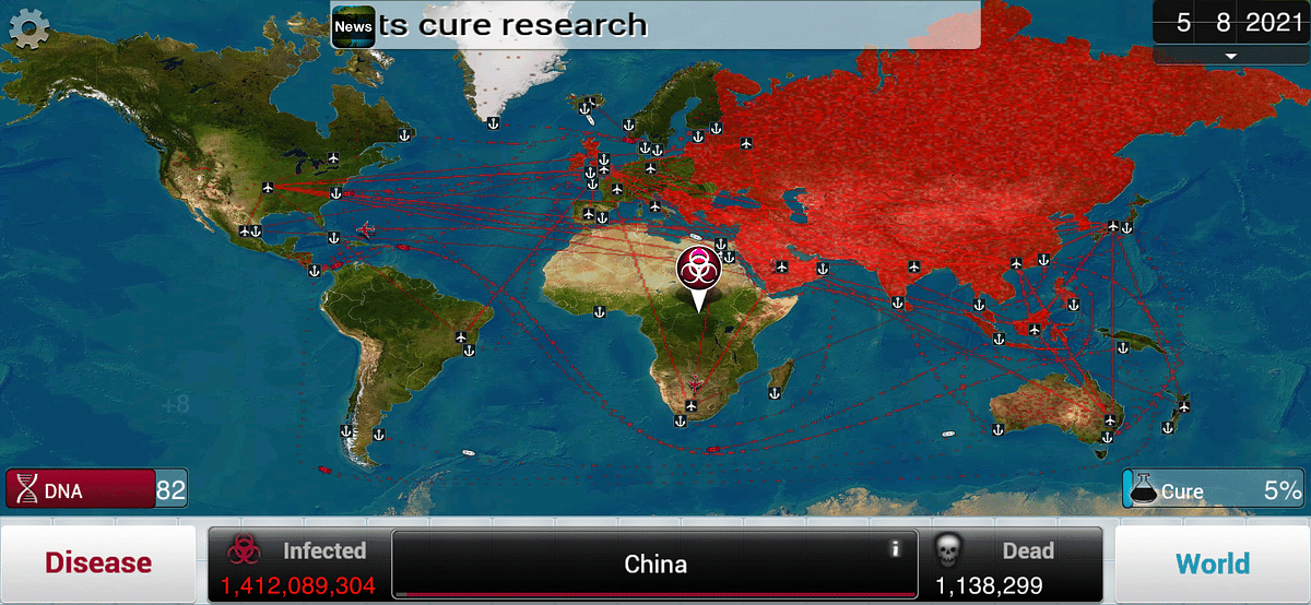 Plague Inc is a simulator video game that has been developed by Ndemic Creations.