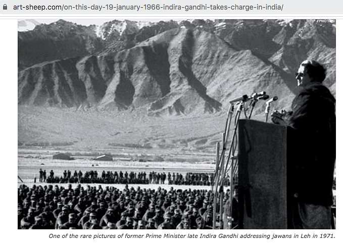 The Quint’s WebQoof team found that the image shows Indira Gandhi addressing jawans in Leh and not in Galwan Valley.