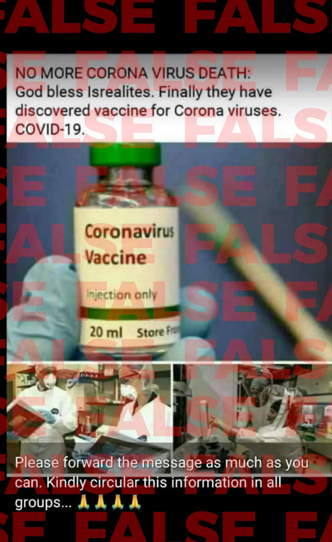 A fake viral message about a vaccine for COVID-19.
