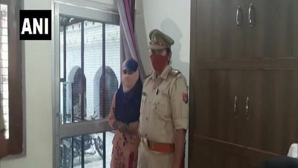 Anamika Shukla with the police. 