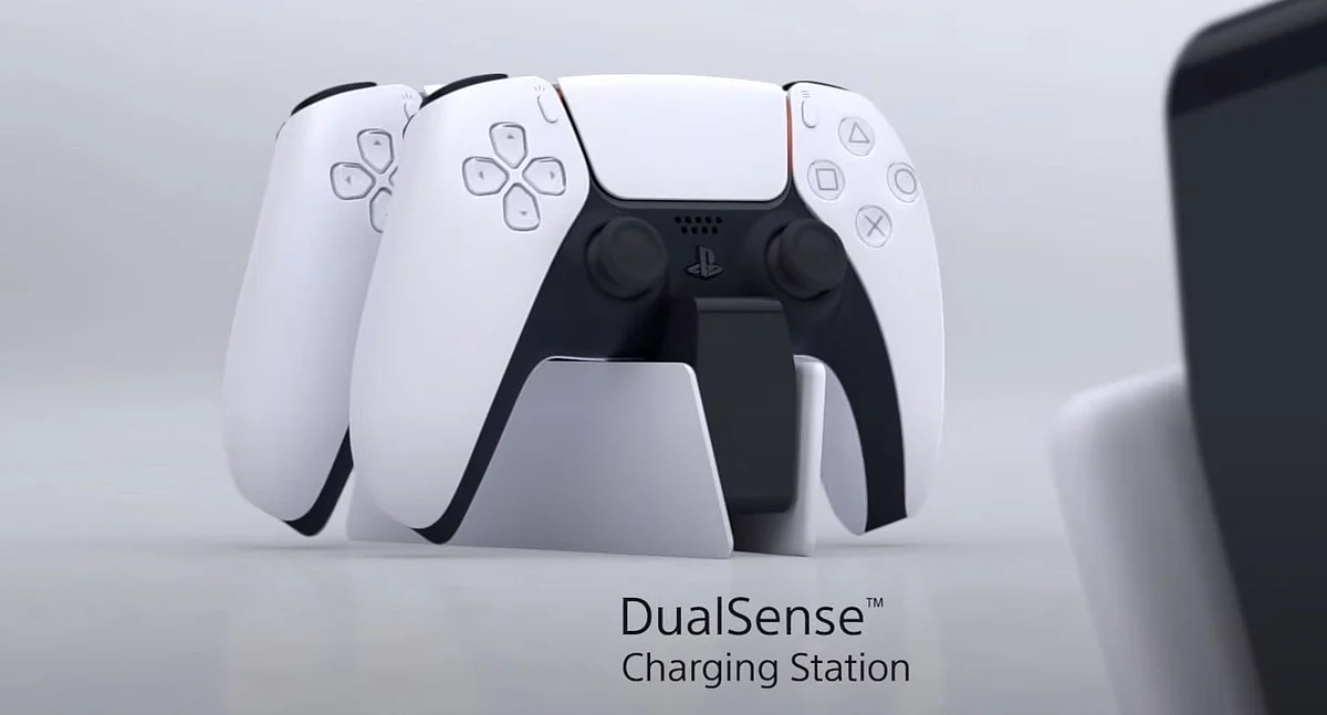 The new DualSense charging station for the controllers.