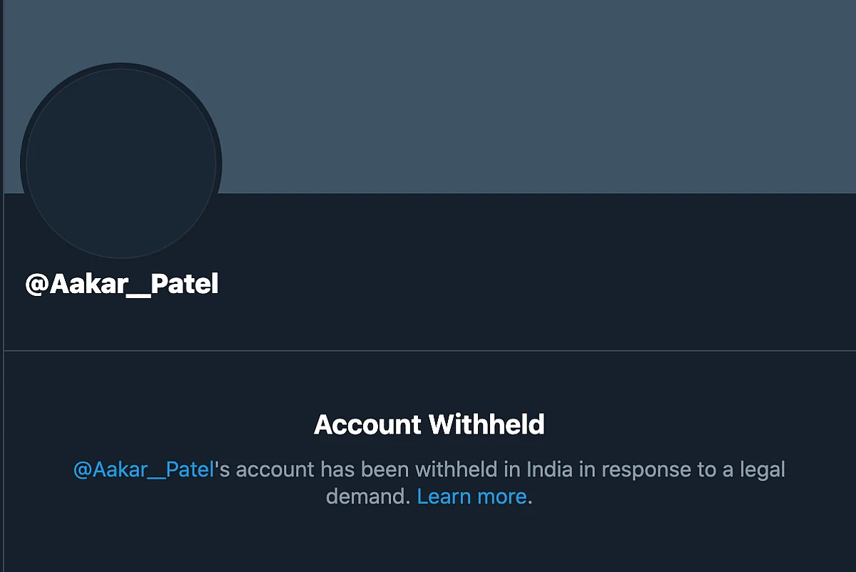 Ex-Amnesty India Head Aakar Patel’s Twitter Account ‘Withheld’