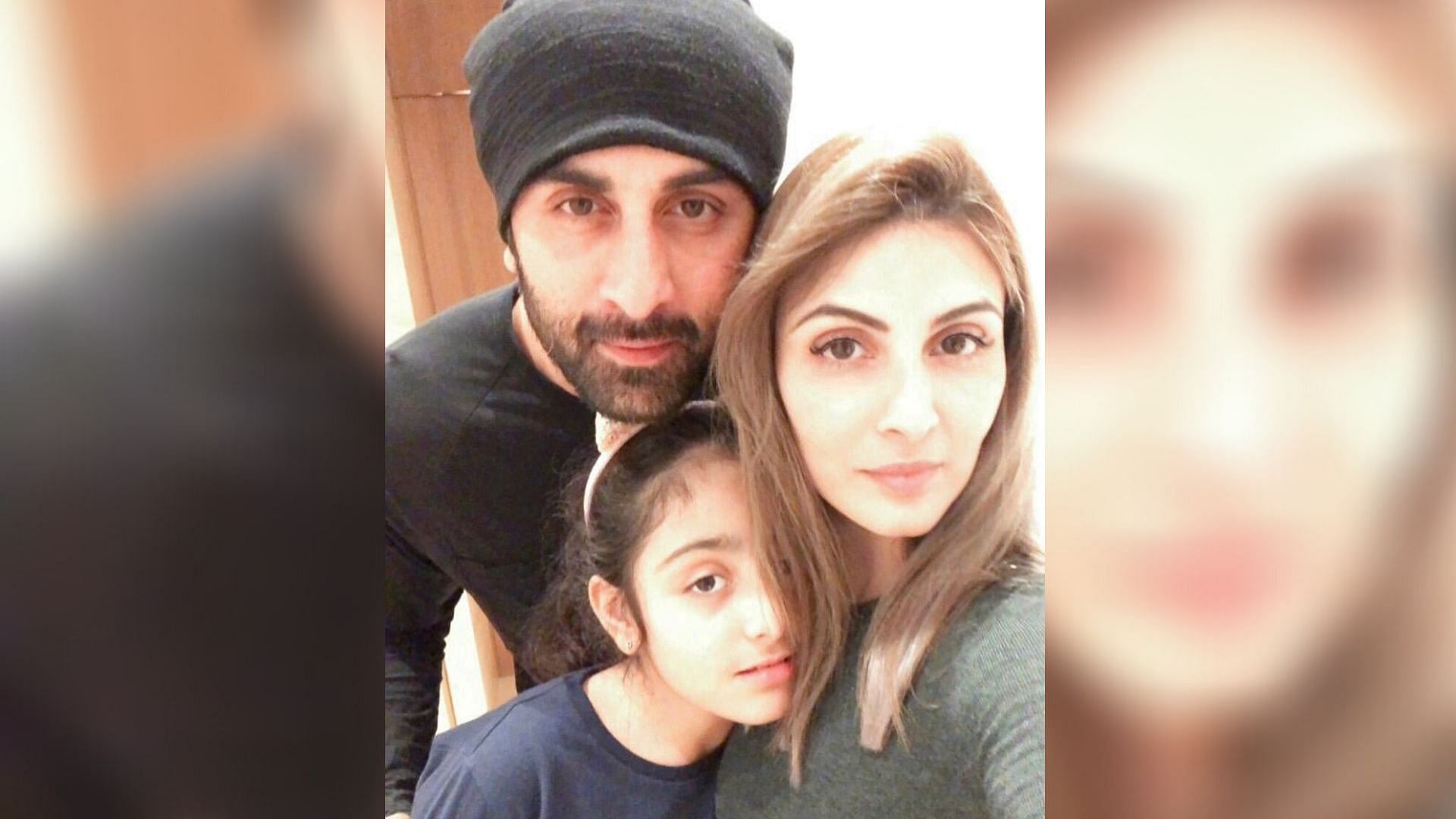 Riddhima Kapoor with her daughter and Ranbir.&nbsp;