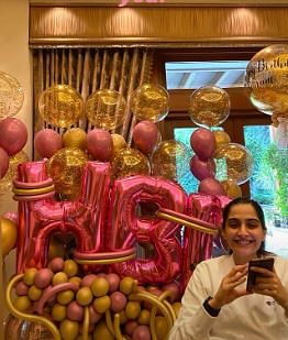 Sonam flew down to Mumbai from Delhi just in time for her birthday.