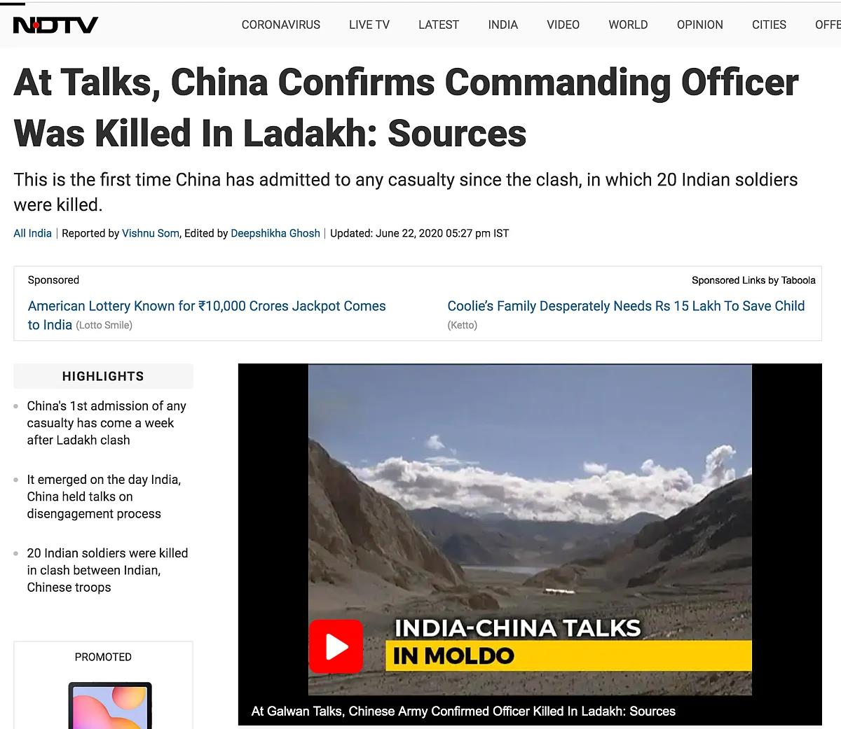 NDTV had reported about how this was “the first admission from China of any casualty.”