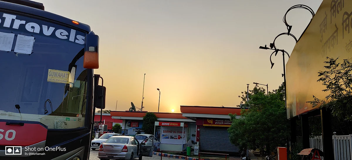 The second night was spent on a petrol pump near the UP-Bihar border.