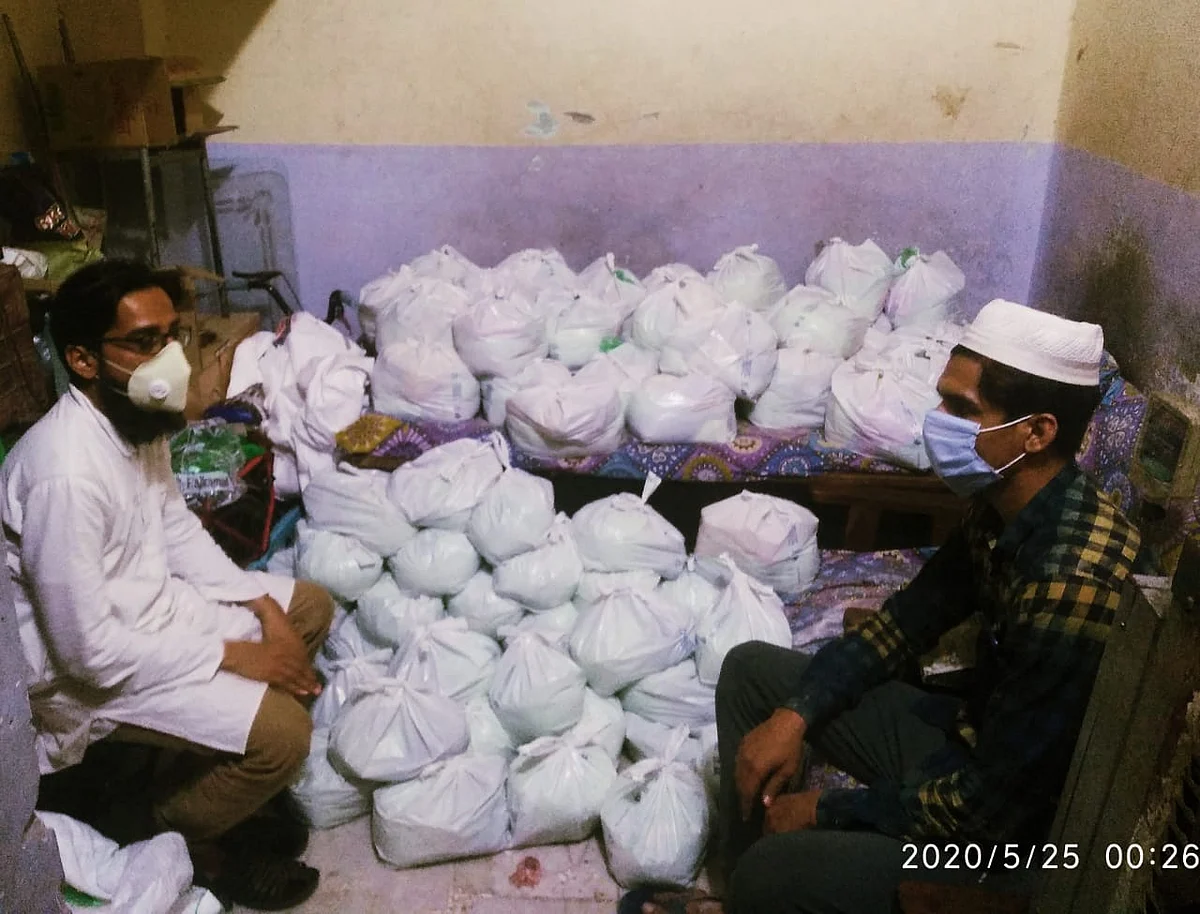 Ration kits being made.