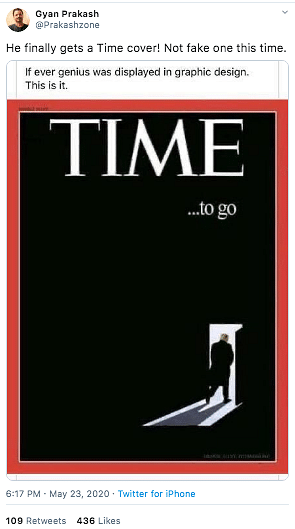 The viral image differs from the official TIME cover as it does not have any dateline and name of the website.