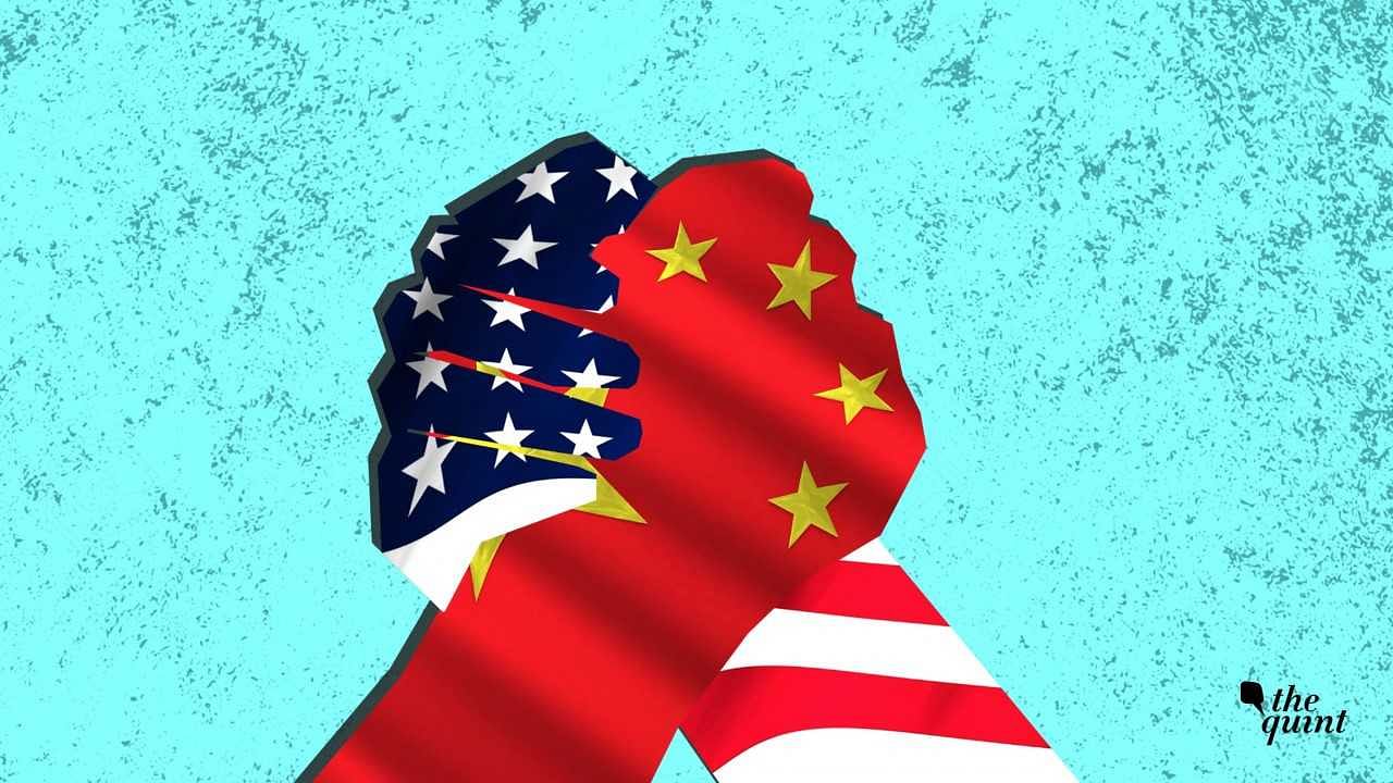 Stylised illustration of US and China flags used for representational purposes.
